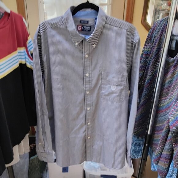 Chaps Men's Easy Care Pin Stripe Long Sleeve Shirt - Picture 4 of 6